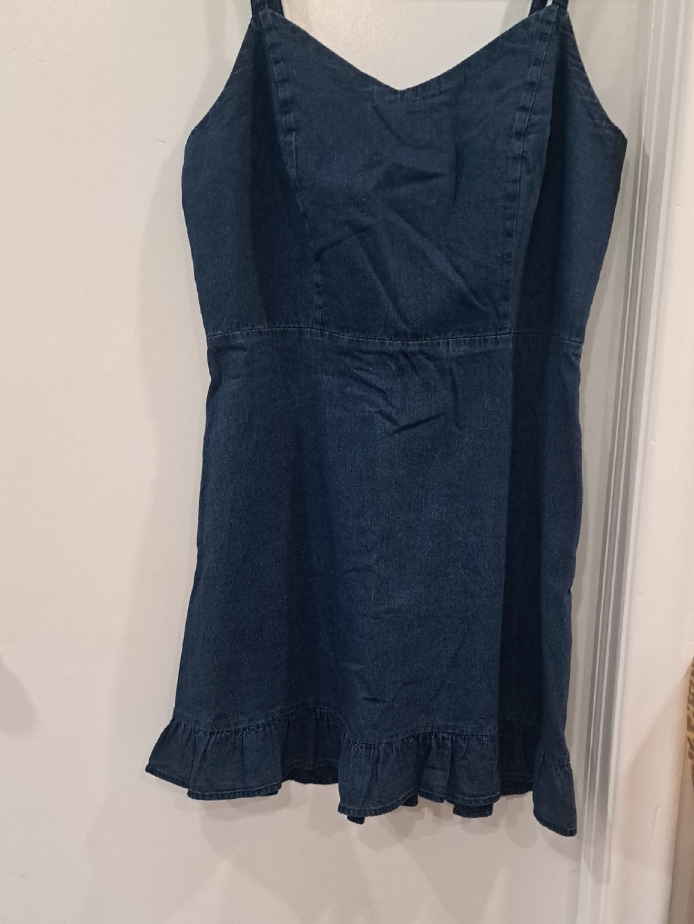 Old Navy Dark Denim Ruffle Hem Slip Dress